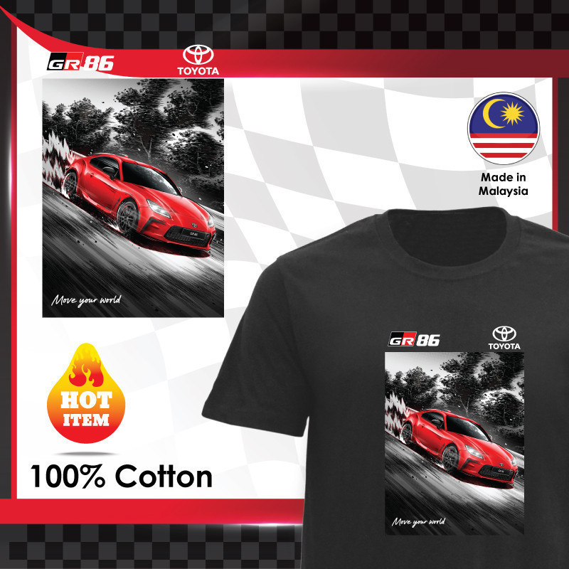 2025 Mp X Gr Toyota Gazoo Racing Supra Fitz Gt86 Gr Racing เสื้อยืดคอกลม 100% Baju Lelaki D-43