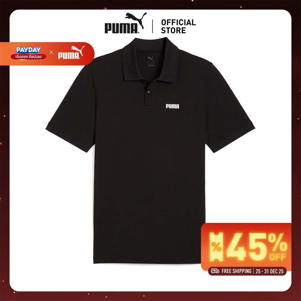 PUMA BASICS - Essentials Small Logo Pique Polo Men สีดำ - 68676201
