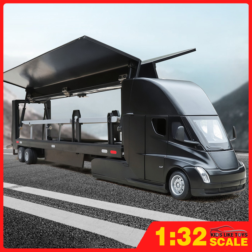 KLT 1:32 Tesla Semi รถบรรทุก Diecast รุ่นรถโลหะผสมรถของเล่นคอลเลกชันของขวัญสําหรับเด็กเด็กผู้หญิง
