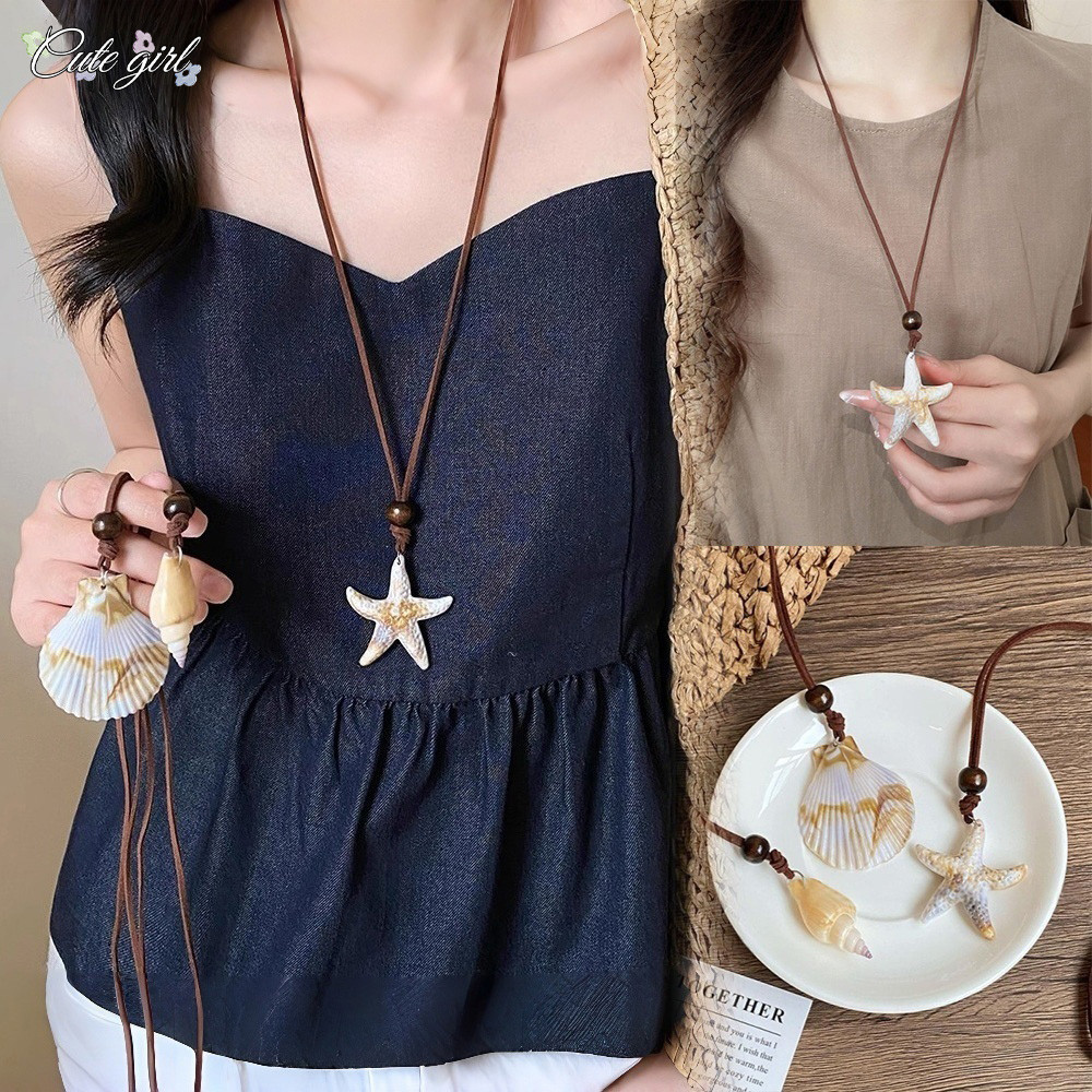 สร้อยคอ necklace ปลาดาว เปลือกหอย จี้ แฟชั่น ins น่ารักๆ ดีไซน์ทันสมัย ใส่สบายทุกวัน สำหรับผู้หญิง ส่งเร็ว COD