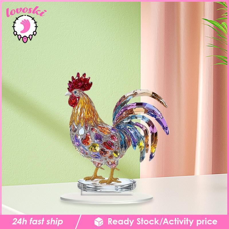 [Lovoski] 2D Rooster อะคริลิคป้ายเดสก์ท็อปจอแสดงผล Art Craft ตาราง Centerpiece ป้ายแบนพร้อมฐานสําหรั