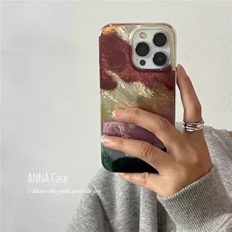 Ins สีGradientรูปแบบเลเซอร์Glacierเคสโทรศัพท์Anti-FallสําหรับiPhone 16 Promax 15 Promax 11 12 13 14plus 11 Pro Max X XS XR XS Max 78 7Plus
