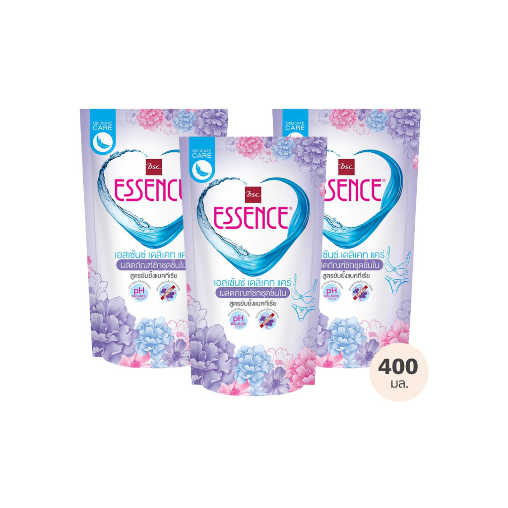 Essence  ผลิตภัณฑ์ซักผ้าเอสเซ้นซ์ สำหรับชุดชั้นใน 400 มล. (1 แพค บรรจุ 3 ถุง )