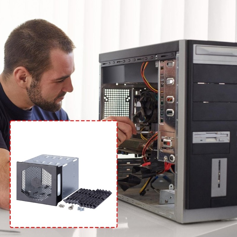 QUIM 5 Bay ขนาดใหญ่ความจุ Hard Drive Cage Rack Optically Drive Bay 3 5 นิ้วถาดสําหรับคอมพิวเตอร์กรณี