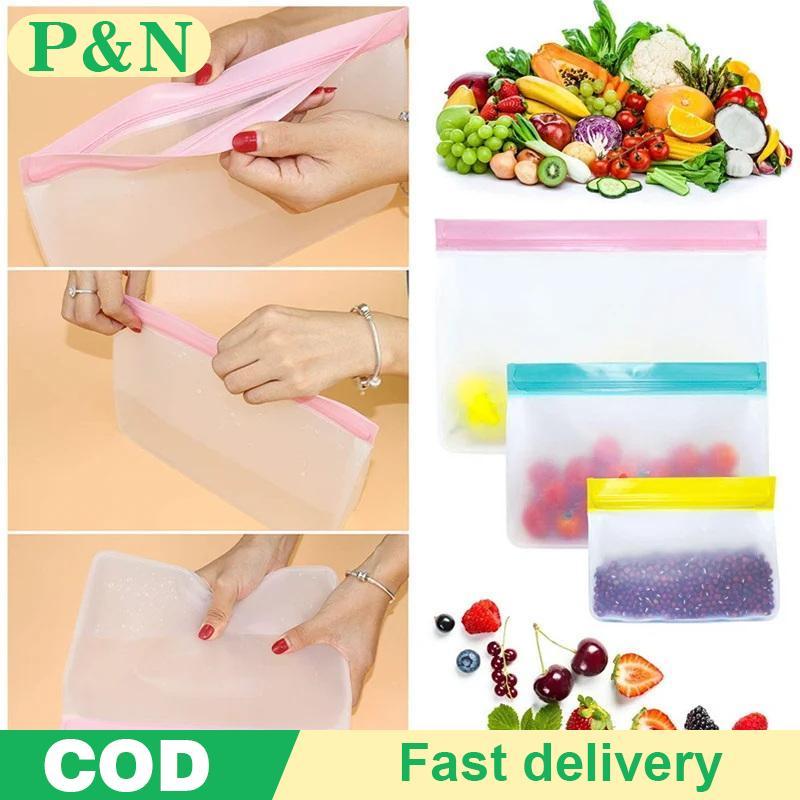 [P&N] ถุงเก็บอาหารแบบใช้ซ้ําได้อัพเกรด Leakproof Top Stand Up Freezer Sandwich Ziplock Bag ซิลิโคน P