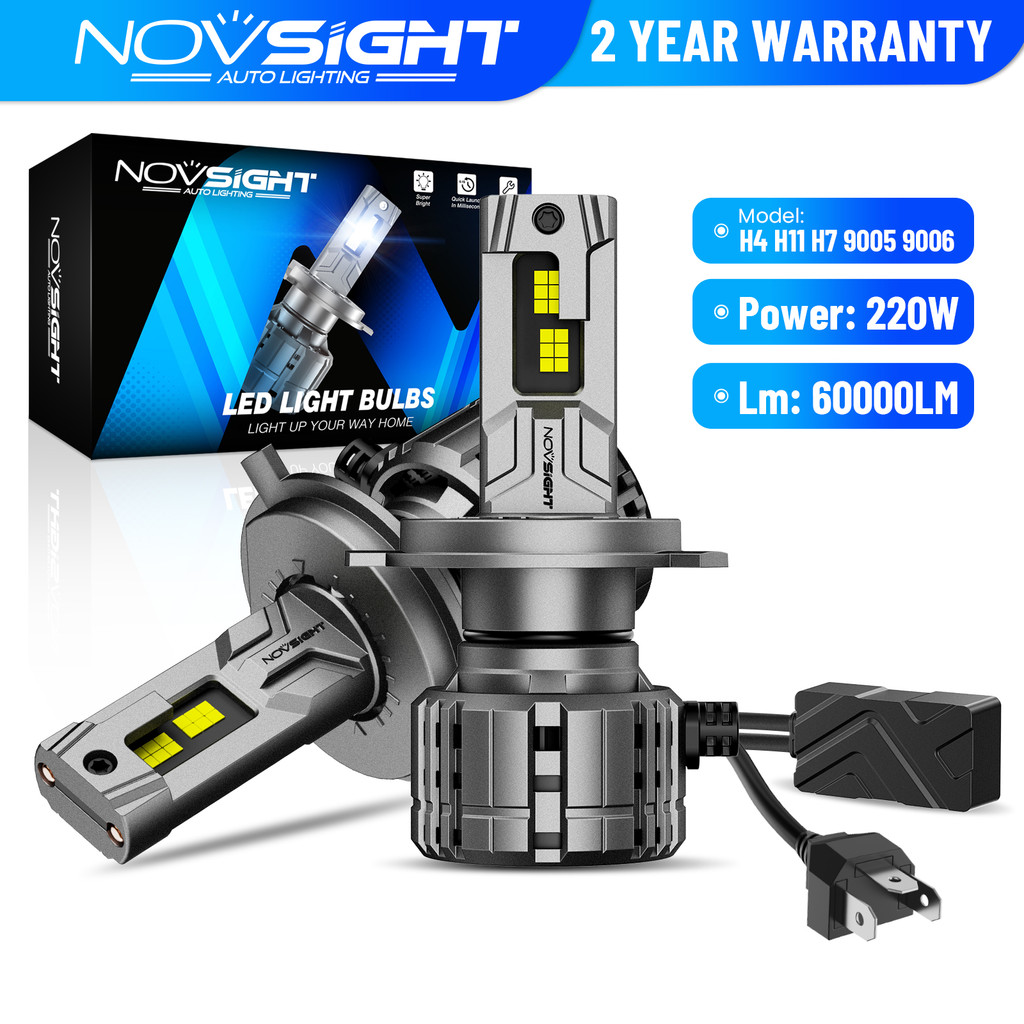 Novsight N60 H4 ไฟหน้ารถ LED H11 H7 9005 9006 9012 D Series 200W 40000LM 6500K