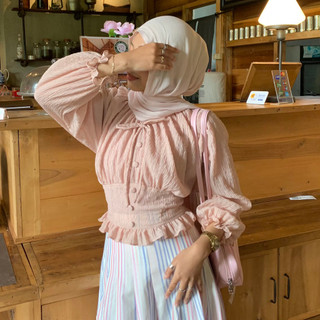 WELAVIT - AURORAE SHIRRED BLOUSE | ATASAN WANITA | KOREAN TOP | ATASAN LUCU | ATASAN CROP