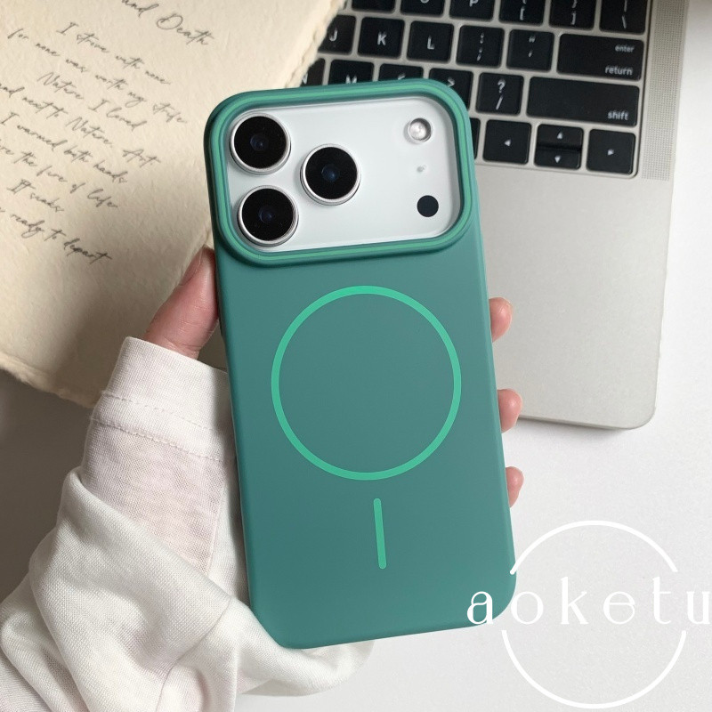 เหมาะสําหรับ ไอโฟน 17 โปรแม็กซ์ เคสโทรศัพท์เคลือบแม่เหล็กที่มีวงกลมละเอียดนุ่มและเรียบแอปเปิ้ล 16/15/14/13 ผิวรู้สึกบางเฉียบป้องกันการตกเคสพีซีสี - รูปที่ 4