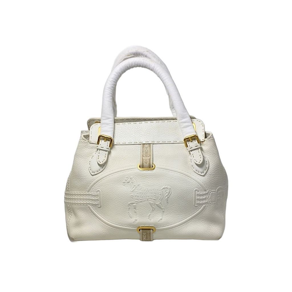 FENDI Handbag Celeria Villa Borghese Leather white Direct from Japan Secondhand