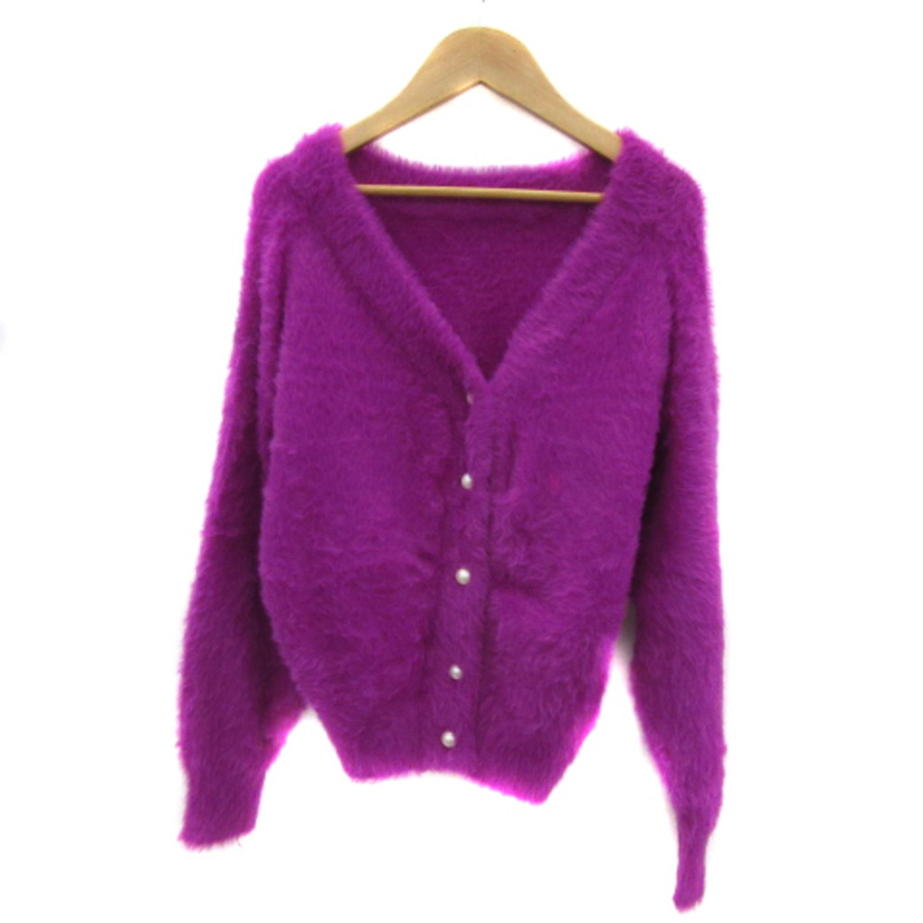 ViS Cardigan Sweater Knit v-neck purple Direct from Japan Secondhand