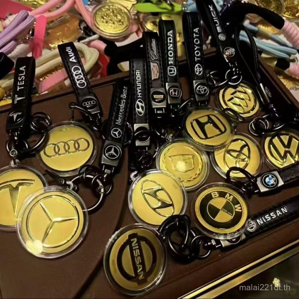 999 Pure Gold พวงกุญแจ 20 มก.โลโก้รถ Benz BMW Tesla Honda Land Rover Toyota พวงกุญแจรถของขวัญ 0FB8