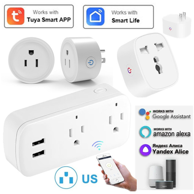 WiFi สมาร์ทปลั๊กสมาร์ท Tuya ซ็อกเก็ต 10A 16A 20A พร้อม Power Monitor จับเวลา Smart Life Voice Control