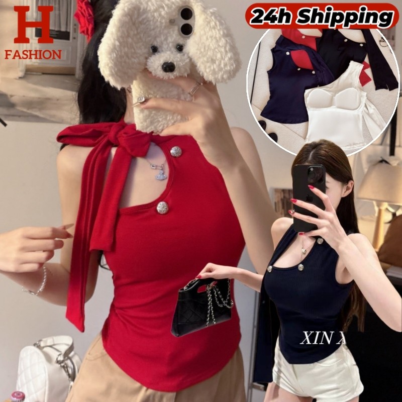 HOT 'พร้อมส่ง' เสื้อกล้ามแขนกุดเสริมฟองน้ำ สีพื้นใส่ง่ายสบายมาก FY10170