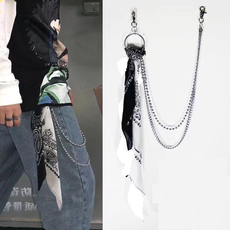 ชุดเอวสองสีสไตล์ฮิปฮอป อเนกประสงค์ มีรายละเอียดลูกไม้ กางเกงแขวน105DF