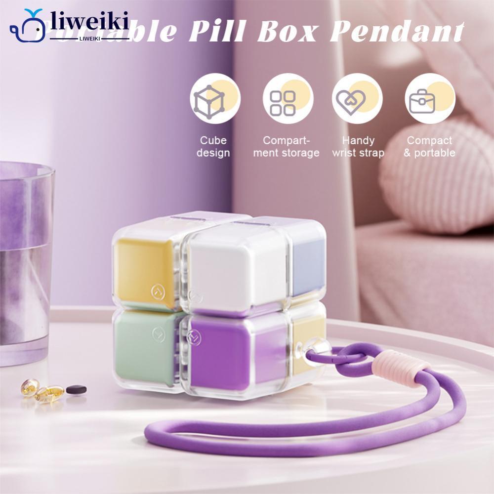 LIWEKI 8-grid Pill Storage คอนเทนเนอร์แบบพกพาปิดผนึกกล่องยาสําหรับการเดินทางทุกวัน Health Storage Pi