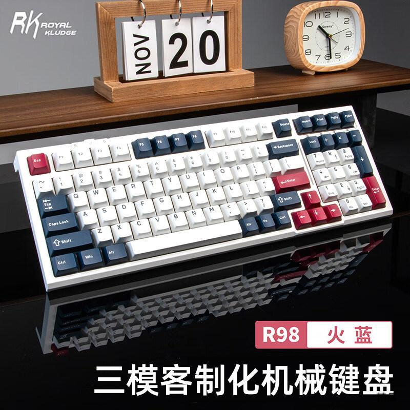 [ย้อนยุค] RK R98 Mechanical Keyboard ไร้สาย 2.4G แบบมีสายบลูทูธสามโหมด RGB Hot Plug-In เกมเกมสํานักง