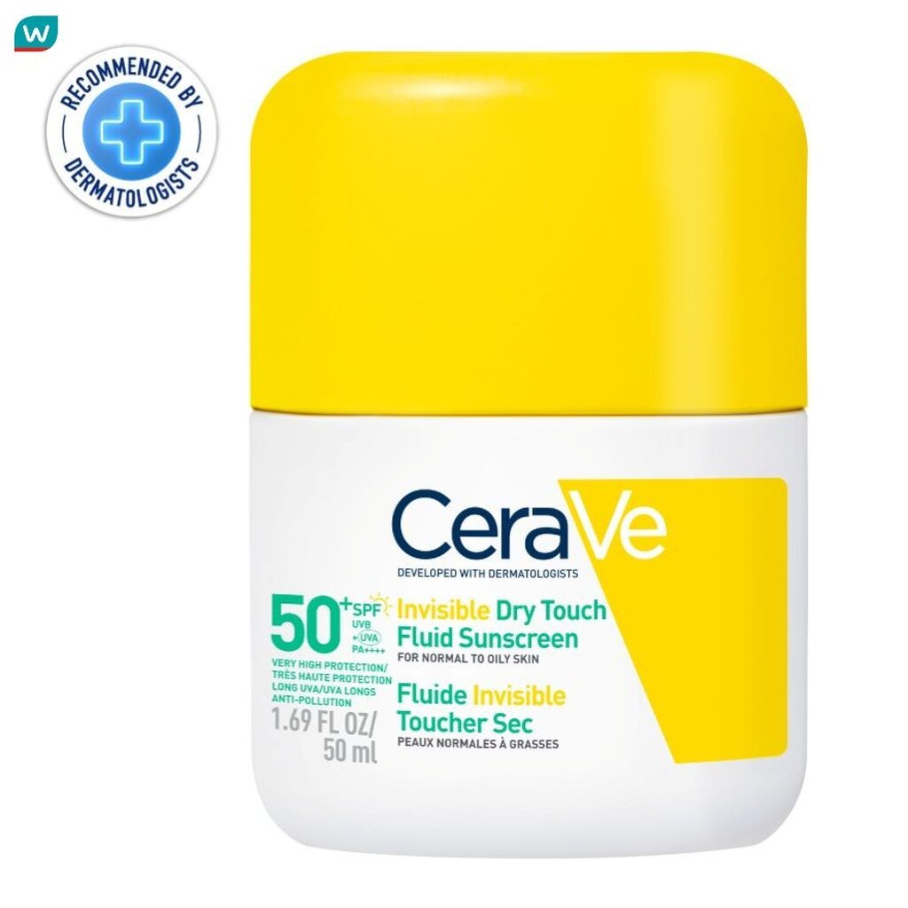 Cerave เซราวี อินวิซิเบิ้ล ดราย ทัช ฟลูอิด ซันสกรีน SPF50+ PA+ ผิวธรรมดา-ผิวมัน 50 มล.