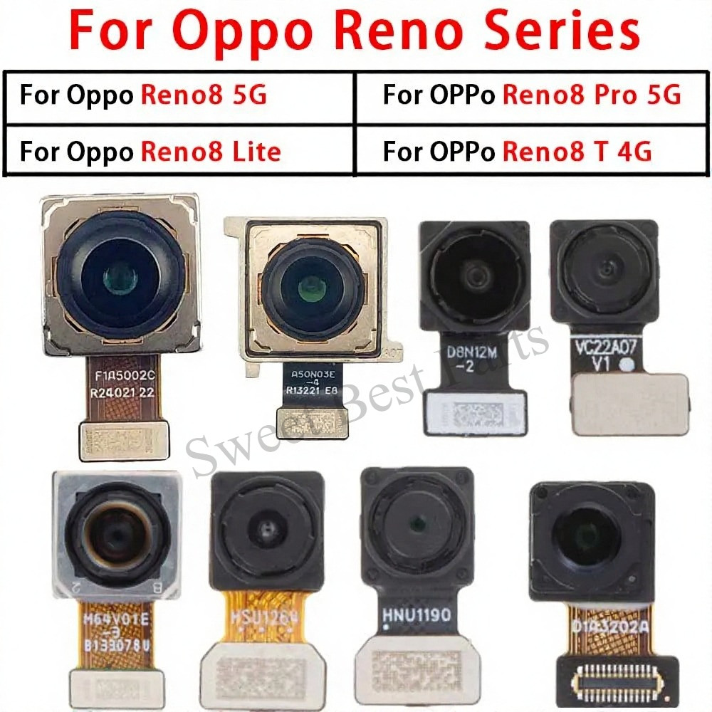 กล้องหน้าและหลังสําหรับ Oppo Reno 8 8Pro 5G Reno 8 Lite 8T 4G ด้านหน้าด้านหลังโมดูลกล้องเปลี่ยนอะไหล่