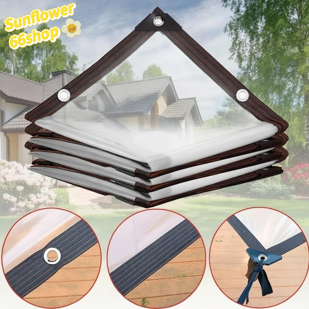 Sunflower66 ผ้าใบกันน้ําโปร่งใส PVC ผ้าใบกันแดดกันฝน เหมาะสําหรับผู้ขายถนน PE