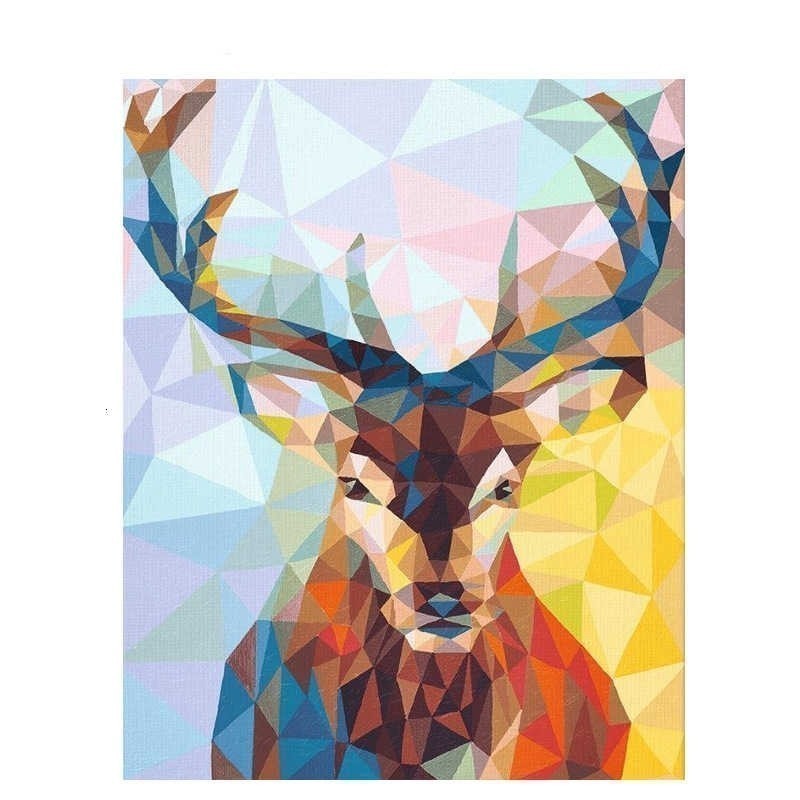 DaDa Art DQ1 สัตว์ 40x50 ซม.Diy ภาพวาดสีน้ํามันสีตามหมายเลขบน canva 947 คริสตัลกวาง PA4
