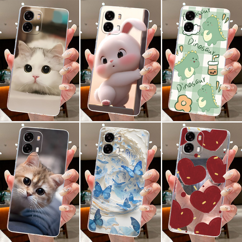 Jelly สําหรับ OPPO A6 4G/5G/A6T Pro 4G/A6S 4G/5G/k14 ซิลิโคนใสนุ่ม TPU ฝาหลังแมวน่ารักกระต่ายหัวใจป้องกันกรณี