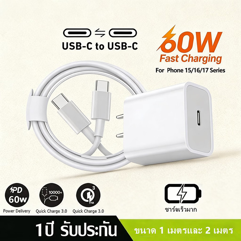 หัวชาร์จเร็วที่สุดPD20W30W35W + สายType C to Type C ยาว 1m/2m สำหรับ Pad Air4 Air5 Mini6 iP 15-17 Pr