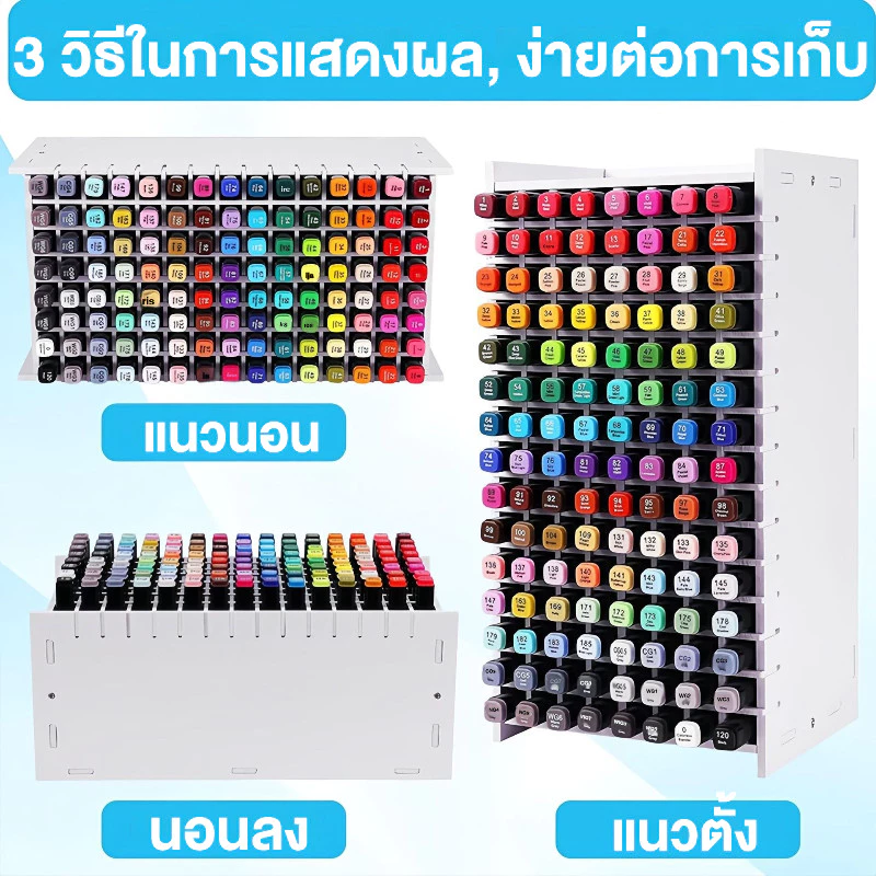 🇹🇭ส่งจากไทย🇹🇭 ที่ใส่ปากกามาร์กเกอร์（PVC Material）ที่ใส่ปากกาเมจิกสำหรับงานศิลปะ ที่จัดระเบียบโต๊ะทำงานขนาดใหญ่ มีช่องให้เลือก 72/120/180/240 ช่อง