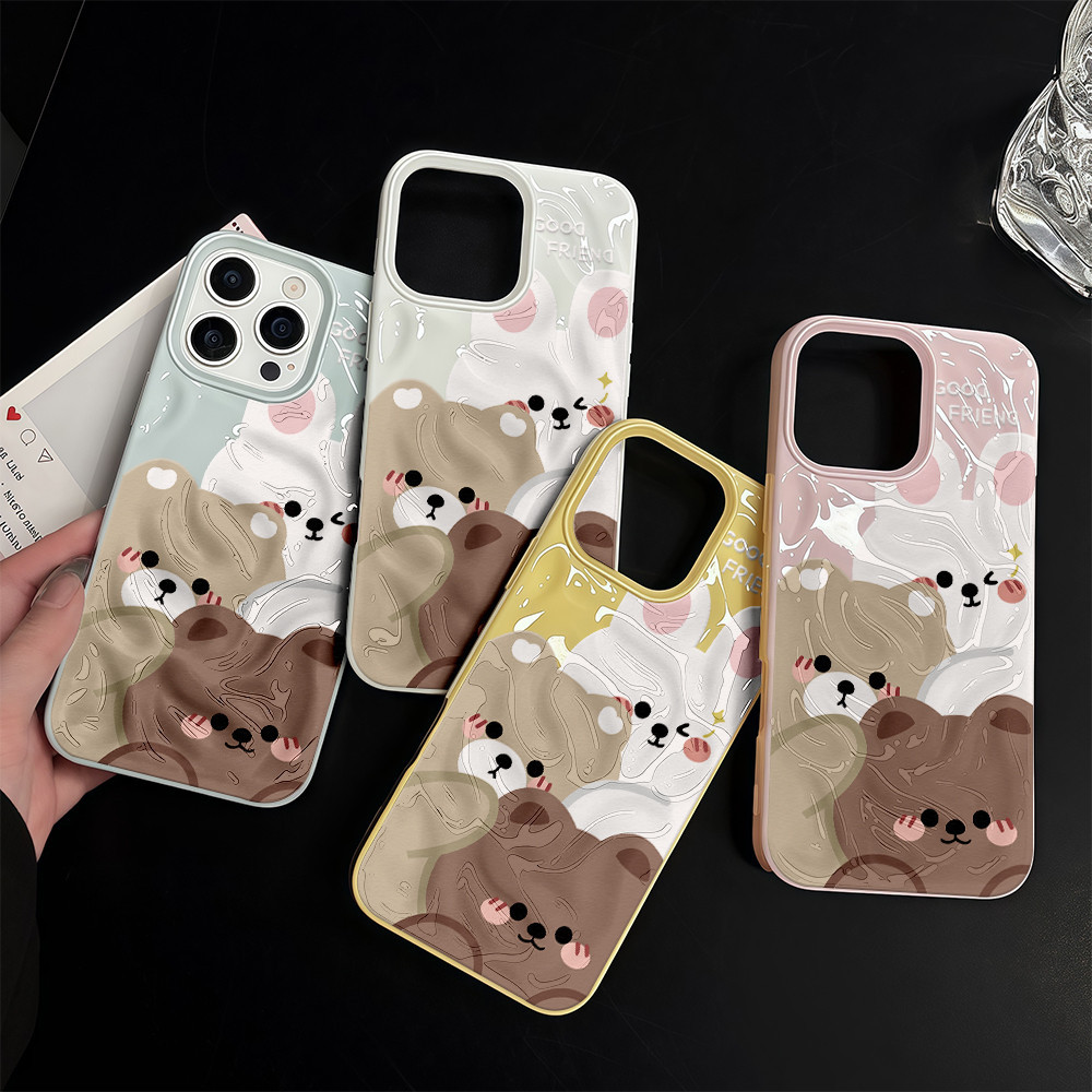 ✨จัดส่งฟรีในพื้นที่✨เคสป้องกันอุกกาบาตหมีน่ารักสำหรับ iPhone16 15 14 13 12 11 6 7 8 plus เคสโทรศัพท์มือถือ Pro Promax