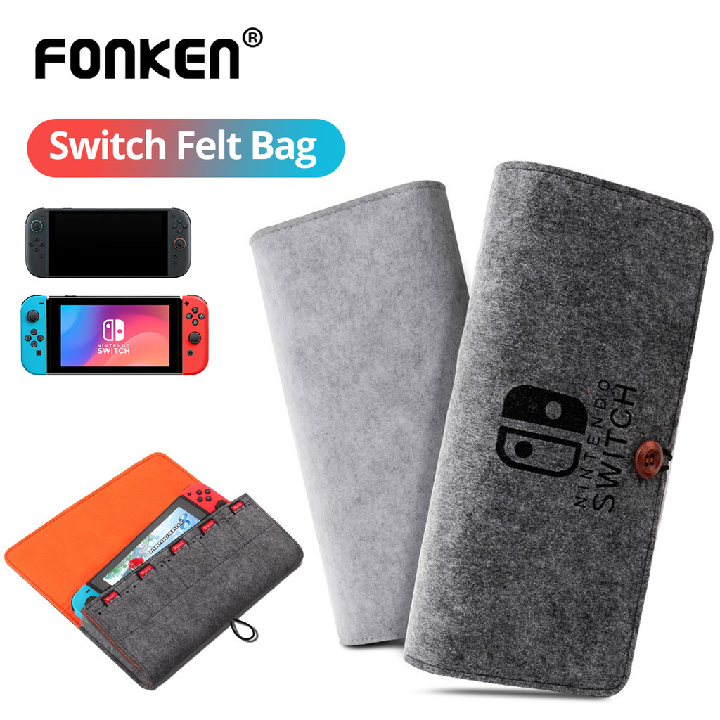Fonken Switch Felt Carry กระเป๋าป้องกันกรณีสําหรับ SWITCH/OLED/Lite/Switch 2 กระเป๋าเก็บ