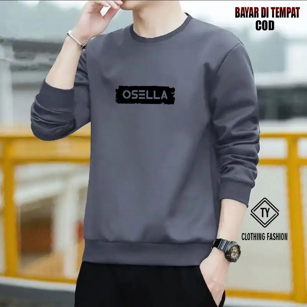 Premium Distro / Crewneck Sweater / Osella Distro Black Block Text Sweater / Premium Quality Adult H