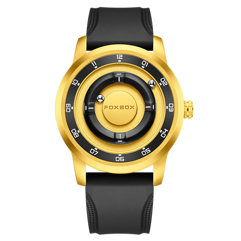 FOXBOX Trend Cool Fashion Roman Scale Mens Ball Quartz Belt นาฬิกากันน้ํา