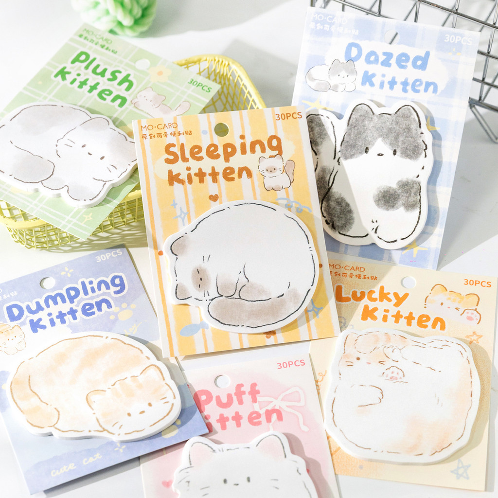 [สติ๊กเกอร์สร้างสรรค์ขายดี] Momo บันทึกเหนียวรูปทรงพิเศษ Cat Paradise Series น่ารัก Healing ลูกแมวนั