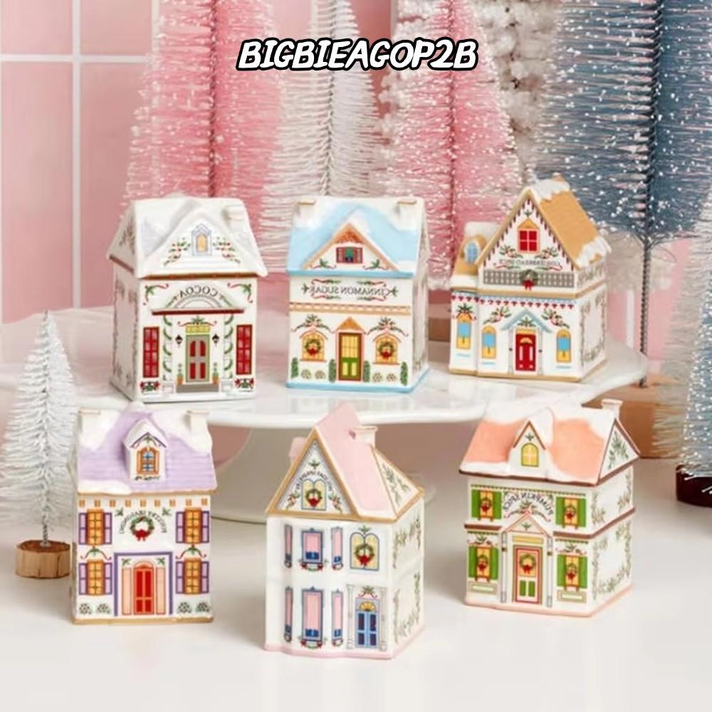 BIGBIEGOP2B Holiday Village Spice House, Desktop Decoration House Jars Cute Village Spice House Stor