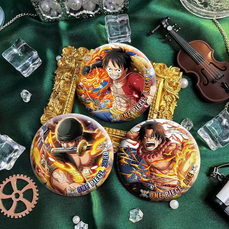 ป้ายเข็มกลัด anime One Piece Luffy Ace Sabo Zoro อุปกรณ์สะสมและแฟชั่น