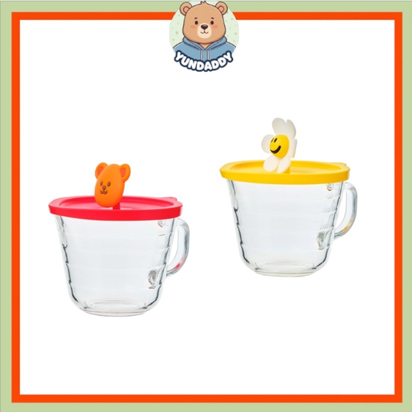 Glasslock Wiggle Wiggle วัด Steamer Cup 500ml ไมโครเวฟปลอดภัยซิลิโคน Steamer Bowl Wiggle Bear
