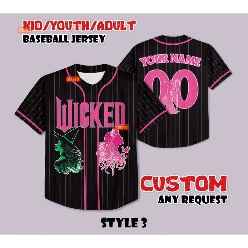 เสื้อเบสบอล Wicked Custom ออกแบบพิเศษ Elphaba & Glinda