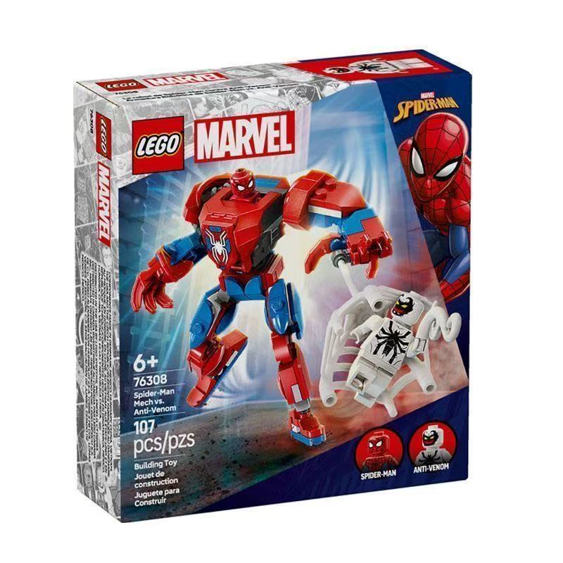 LEGO 76308 Spider-Man Mech vs. Anti-Venom Marvel Series บล็อกตัวต่อเพื่อการศึกษาสําหรับเด็กชายและเด็