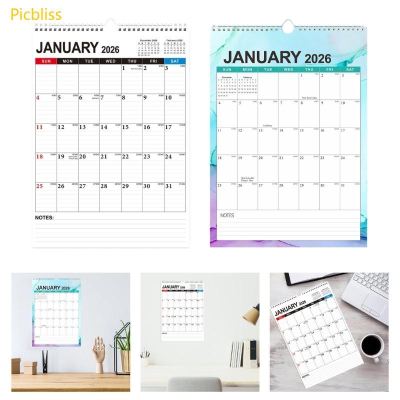 Picbliss Recycled Paper Wall Calendar 18 เดือนมกราคม 2026 ผ่านมิถุนายน 2027 การออกแบบพลิกง่ายพร้อมเค