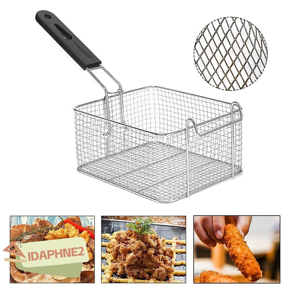 ตะกร้าตาข่ายทอดแบบแขวนสแตนเลสทรงสี่เหลี่ยม ขนาดใหญ่ สําหรับทอดไก่ทอด