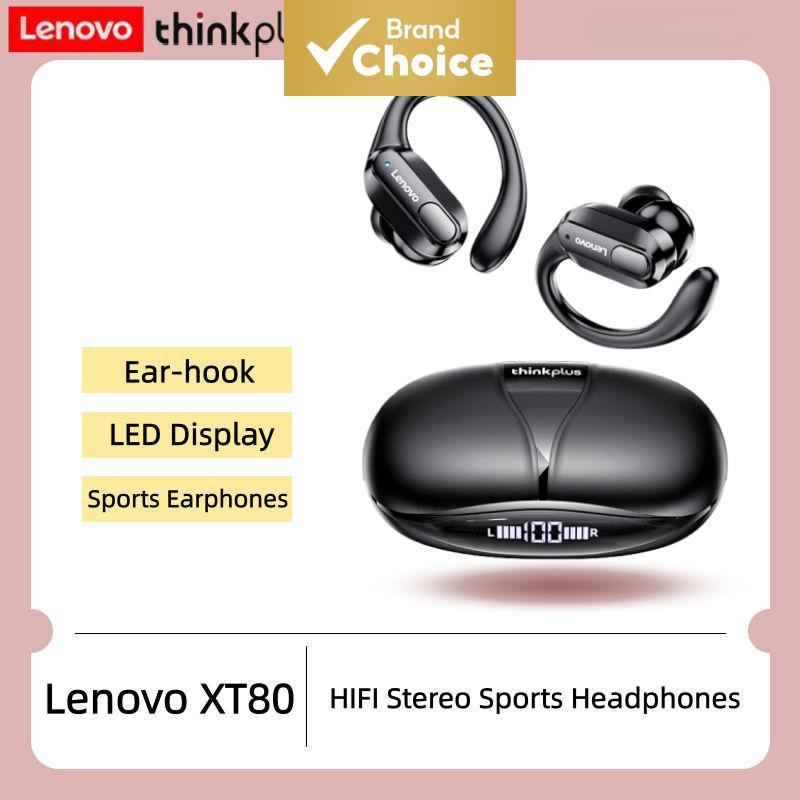 หูฟังไร้สายสําหรับกีฬา Lenovo XT80 พร้อมไมค์ หน้าจอแสดงพลังงาน LED เสียงไฮไฟสเตอริโอ บลูทูธ 5.3 TWS หูฟังกันน้ํา