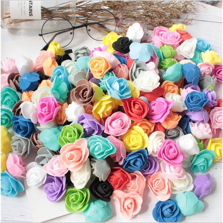 50/100 ชิ้นหัตถกรรมดอกไม้ PE โฟม Rose - Mini ประดิษฐ์ Rose หัวสําหรับ Handmade DIY ของขวัญและช่อดอกไม้