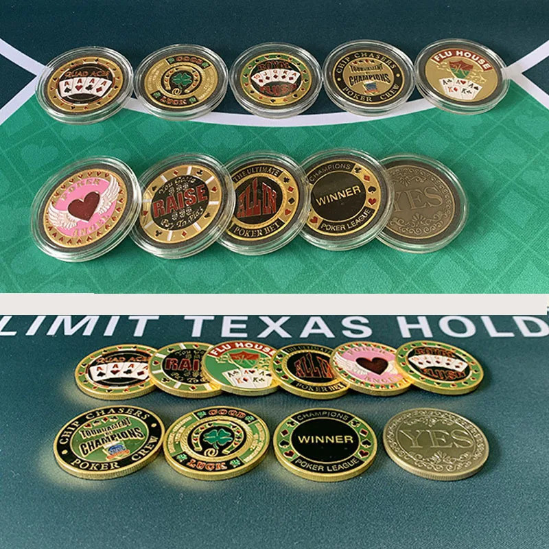 Lucky Coin Texas Hold'em Chip Presser Poker Game Accessories Collectible Gift