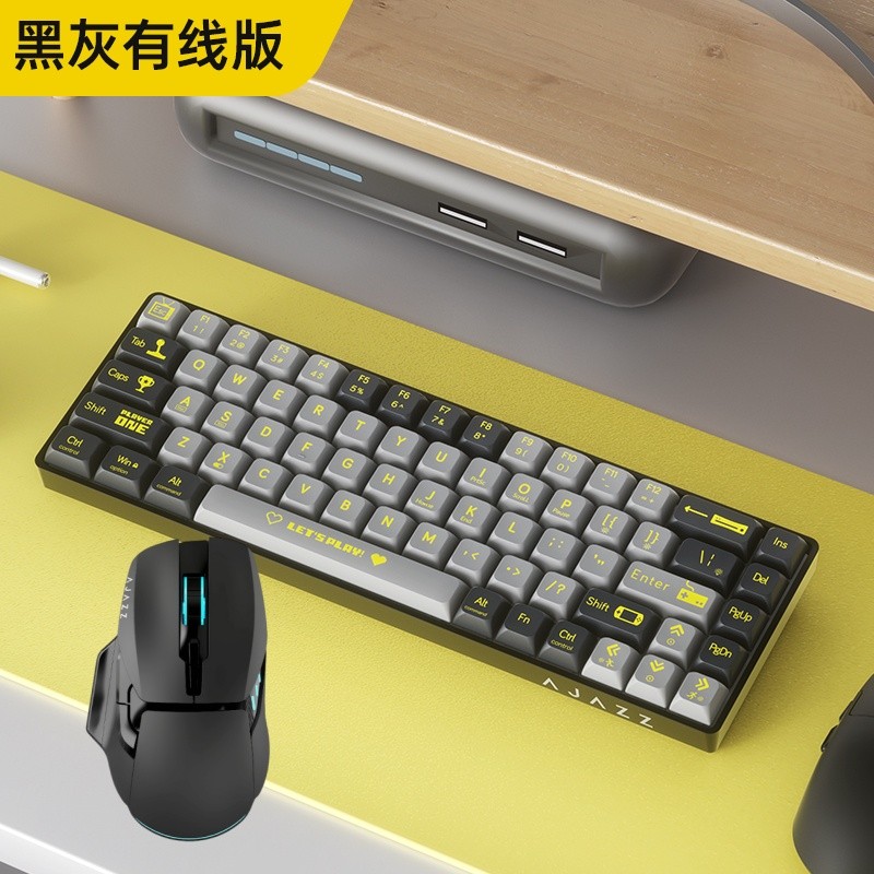 Black Jue AK680 คีย์บอร์ดแบบมีสาย Double Keycap 68-Key Full-Key Hot Plug ที่กําหนดเองคีย์บอร์ดแบบกลไ