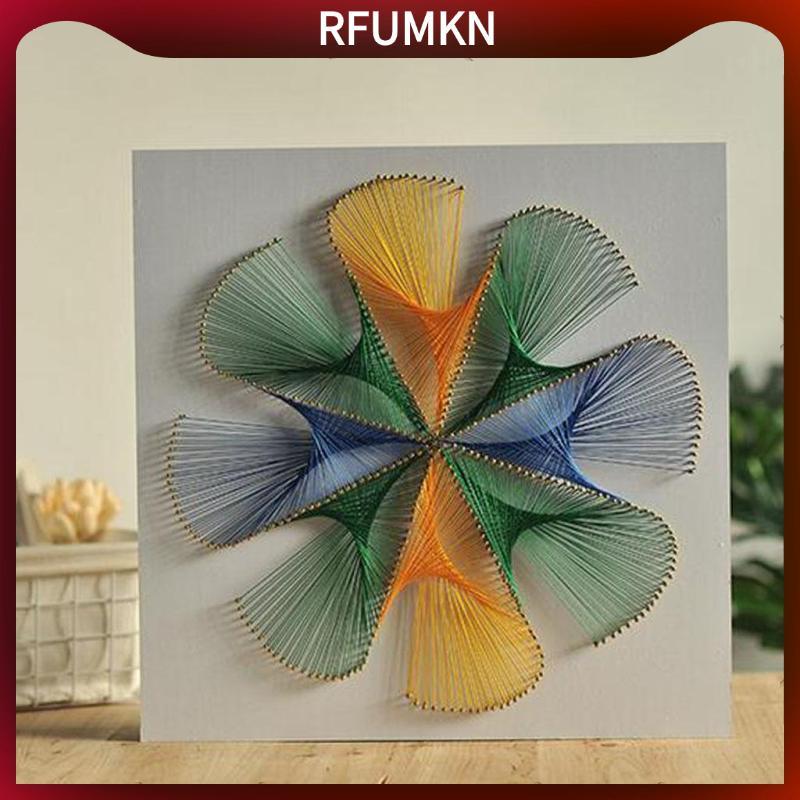 [rfumkn] ภาพวาดเส้นด้าย 3D Pin String Art DIY Nail String Art Kit ดอกไม้เรขาคณิตไขลาน