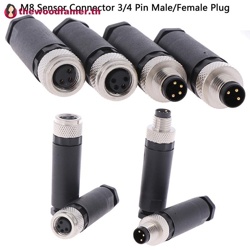 Well 1 PC M8 Sensor Connector 3/4 Pin ปลั๊กมุมตรงชาย/หญิง TH