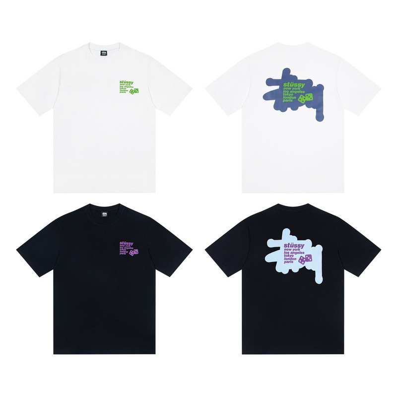 เสื้อยืดผ้าฝ้ายสำหรับทุกไซส์ พร้อมพิมพ์ลายลูกเต๋า ใส่สบายตลอดซั머