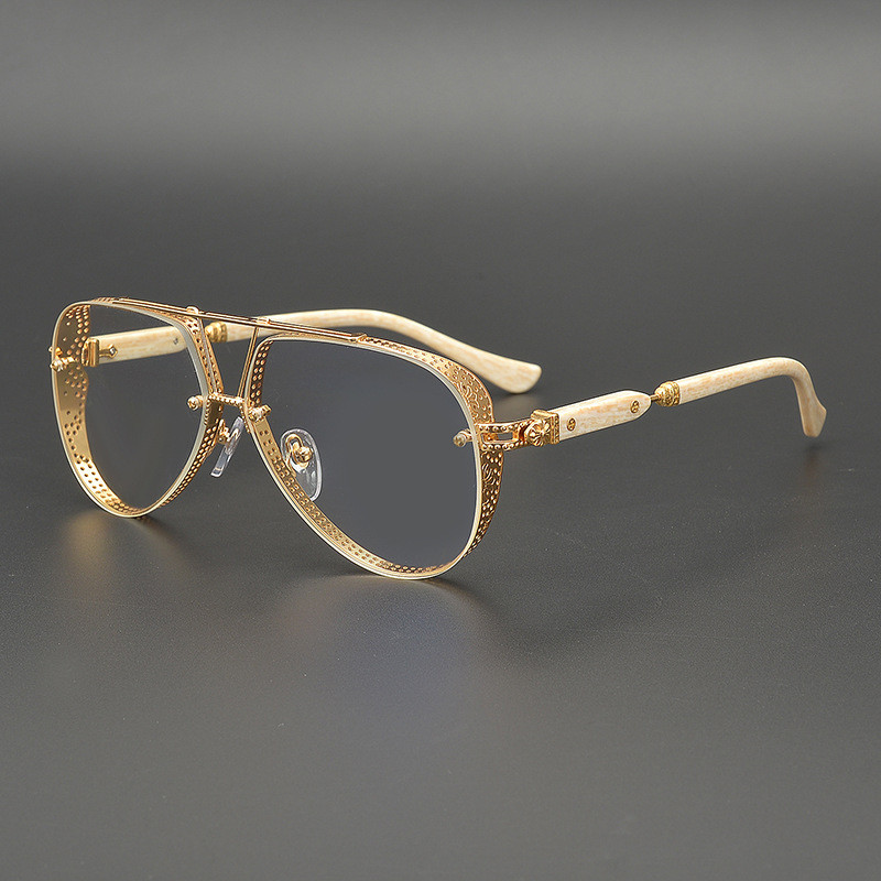 5ZVC Chrome Hearts Heavy-duty handmade retro punk large-frame aviator glasses POSTYANK Versatile and