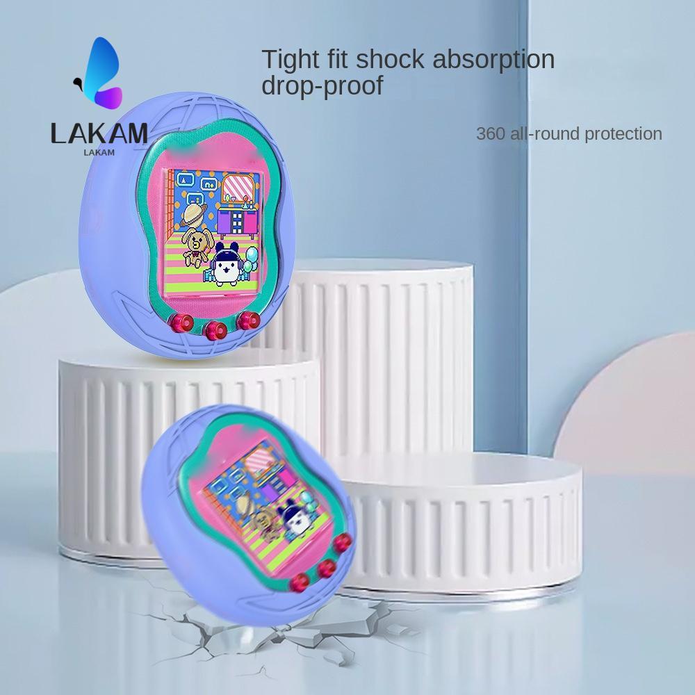 LAKAM ปลอกป้องกันซิลิโคน, พร้อมกล่องเก็บของคอนโซลเกมแข็งหัวเข็มขัด, ฝาครอบซิลิโคนสําหรับเปลี่ยนกันน้ําสําหรับ Tamagotchi Uni (2023) บ้าน