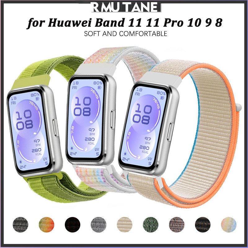 วงไนล่อนกีฬาสำหรับ for Smartwatch Huawei Band 11 11 Pro 10 9 8 สายรัด NFC อุปกรณ์เสริมสายรัดปรับได้