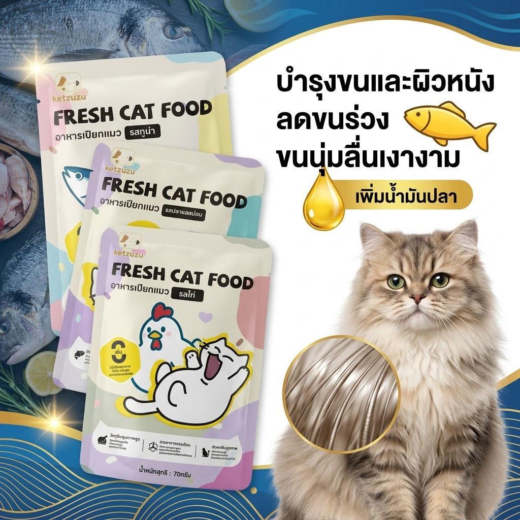 【Ketzuzu】70G อาหารเปียกแมว สุขภาพดี  บำรุงขนและผิวหนัง อาหารเปียกแมว มูส กินได้ทั้งแมวโตและลูกแมว